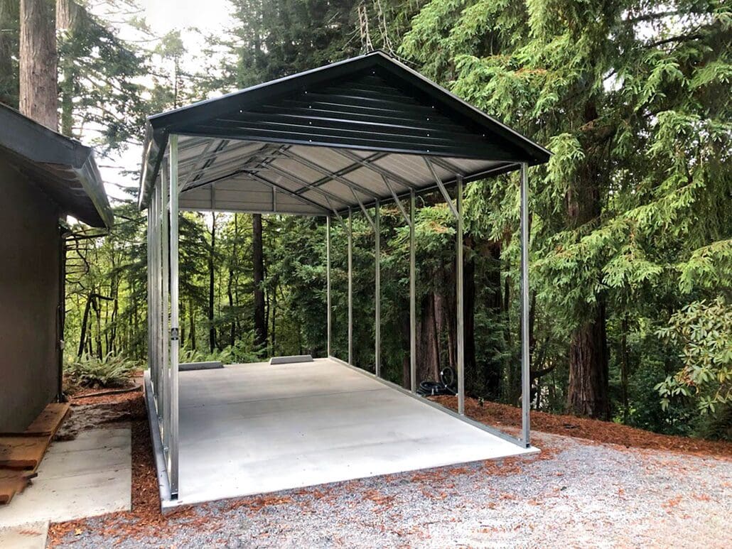 An elevated carport