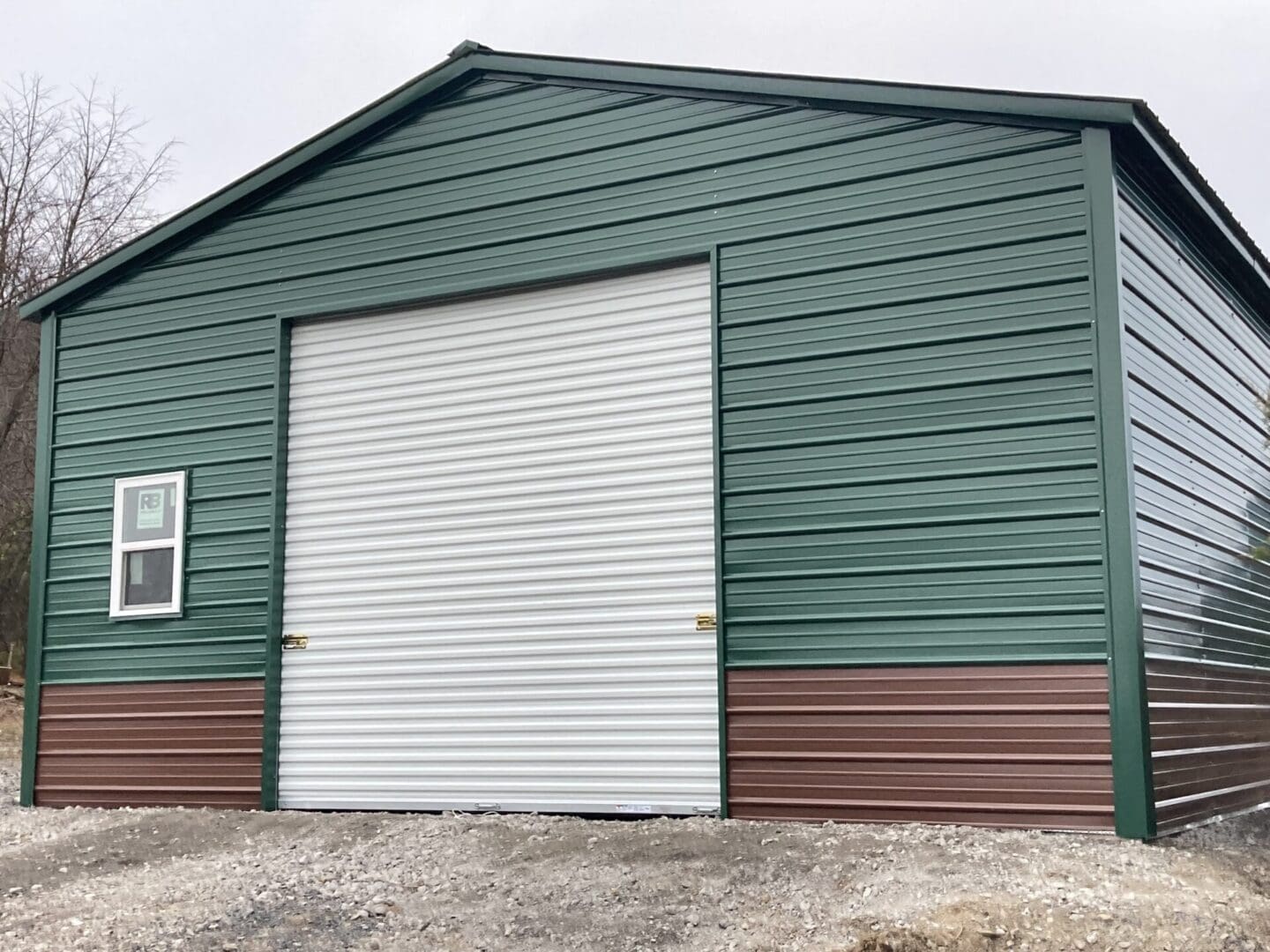 Steel Garage. Green and Brown